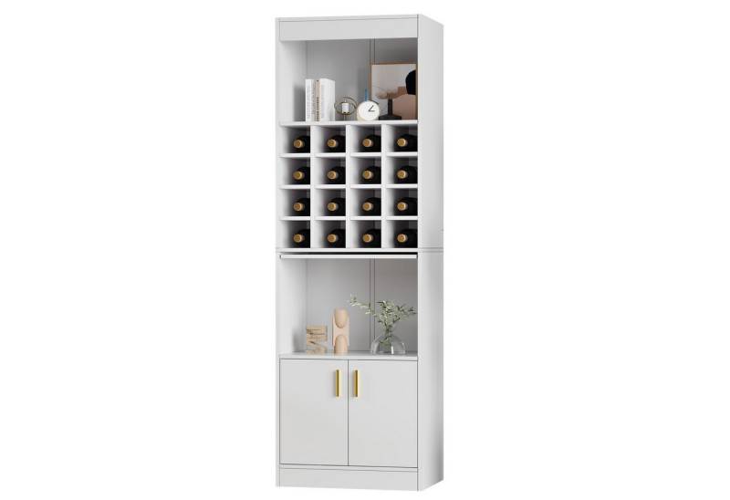 EXTSUD Hochschrank Stehschrank in Weiß für Weinliebhaber, 16 Weinfächer, 180 cm hoch Esszimmer Highboard, Wohnzimmerregal, Eckschrank, Sideboard von EXTSUD