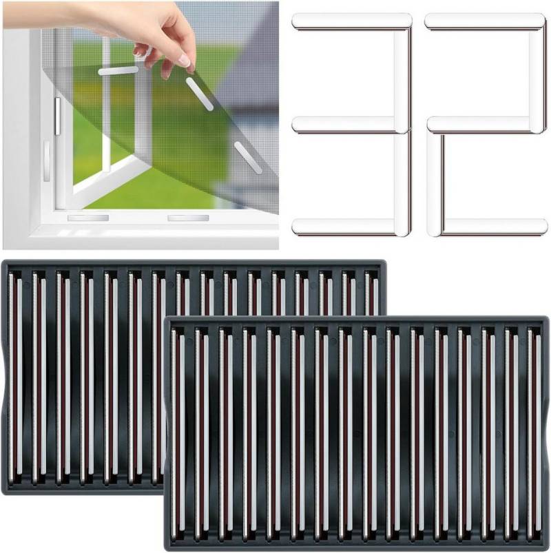 EXTSUD Insektenschutz-Vorhang stanzfreie Universalmagnete für Fenster, Moskitonetz, (Magnete für Fensterscheiben, 32-St., Magnetstreifen für Fenster-Fliegengitter, selbstklebende), um Insekten fernzuhalten von EXTSUD