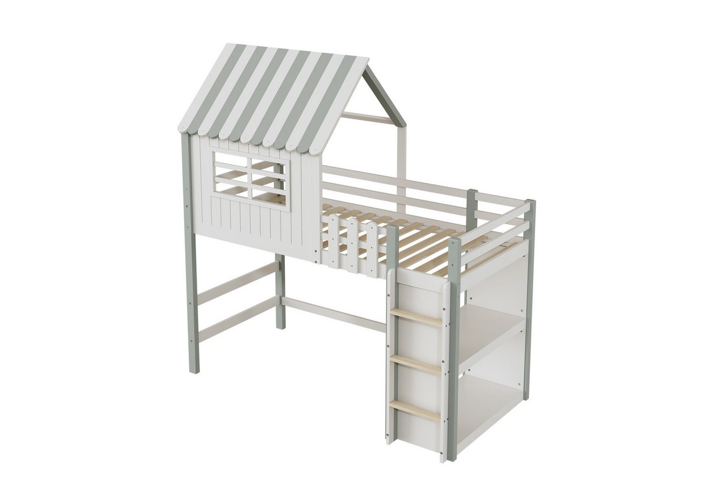 EXTSUD Kinderbett Kinderbett 90x200 cm hoch und niedrig Bett,mit Sicherheitsleiter von EXTSUD