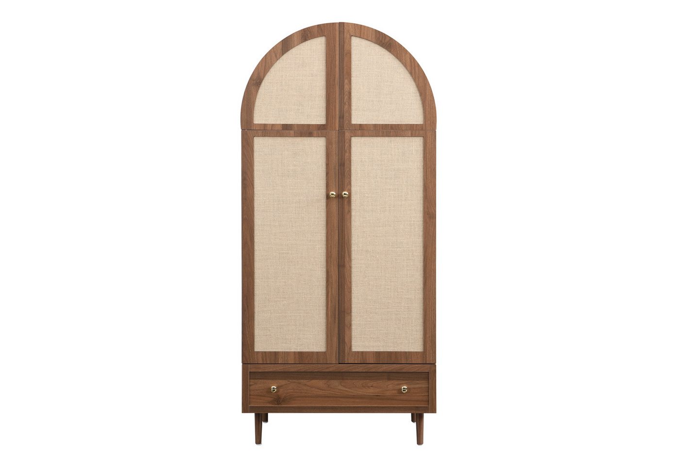 EXTSUD Kleiderschrank Eleganter Kleiderschrank mit Stofftüren & Schublade, Garderobe stabile Holzfüße, praktischer Stauraum für Kleidung & Accessoires von EXTSUD