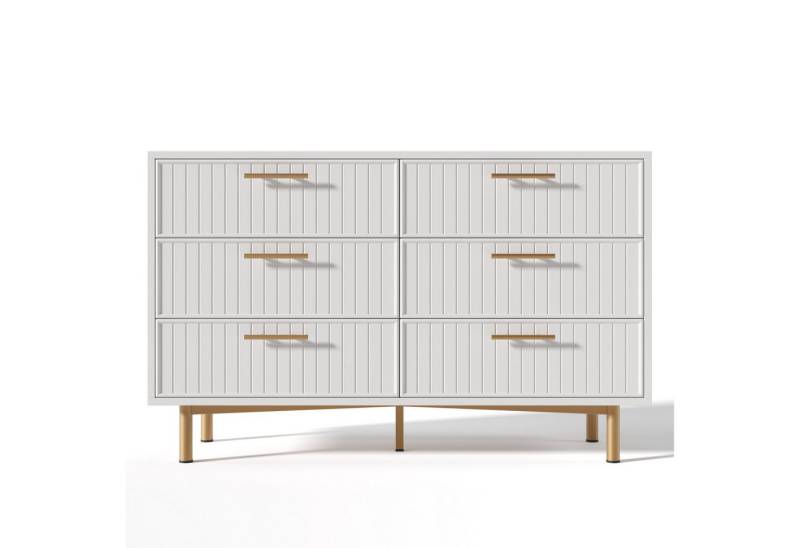 EXTSUD Kommode Schubladenkommode Kommode mit 6 Schubladen, Weiß Sideboard Highboard von EXTSUD