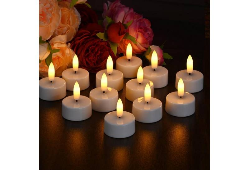 EXTSUD LED-Kerze 12 Stück Led Teelichter mit Timer Batteriebetriebene Kerzen (Elektrische Teelichter Jugendweihe Windlicht Wohnzimmer Deko, 12-tlg), LED Tea Light Flammenlose Kerzen Kerzenlicht Nachtlicht von EXTSUD