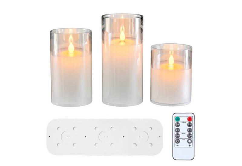 EXTSUD LED-Kerze LED Kerzen Flackern mit Ladestation und Fernbedienung,3er Set von EXTSUD
