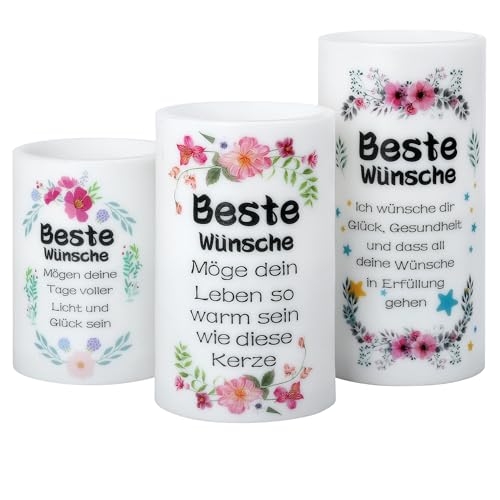 EXTSUD Gelb LED Kerze mit Timerfunktion,Art Kerzen Beste Wünsche Flammenlose Kerzen -Geeignet als Geschenk für Freunde und Eltern Atmosphärenanpassung von EXTSUD
