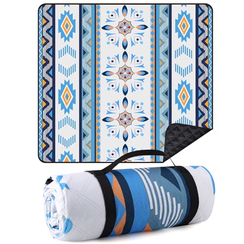 EXTSUD Outdoor Picknickdecke, 200x200cm Camping Picknick Matte Feuchtigkeit Pad Meeres-Herz Tragbare Picknick Decke Wasserdicht Campingdecke Stranddecke mit Tragegriff Picknick Matte von EXTSUD