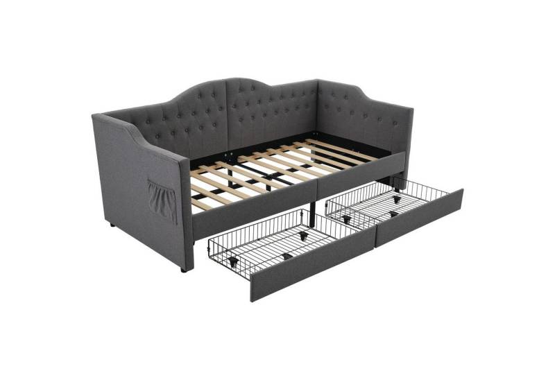 EXTSUD Schlafsofa Polsterbett Daybett mit USB Type C Ladefunktion und 2 Schubladen, Schlafsofa Stauraumbetten Bettgestell(Ohne Matratze) von EXTSUD