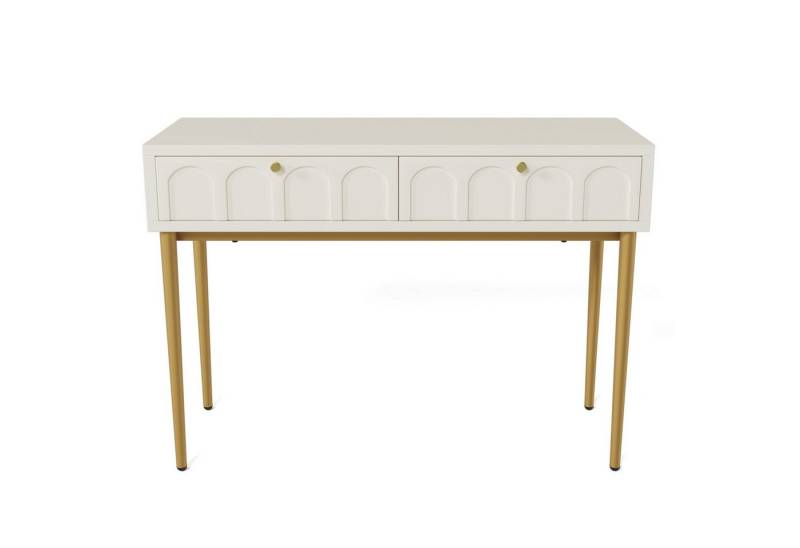 EXTSUD Schminktisch Schminktisch mit 2 Schubladen 76.5cm Höhe, Schlafzimmer Highboard Sideboard Kommode für Schlafzimmer, Creme-Weiß von EXTSUD