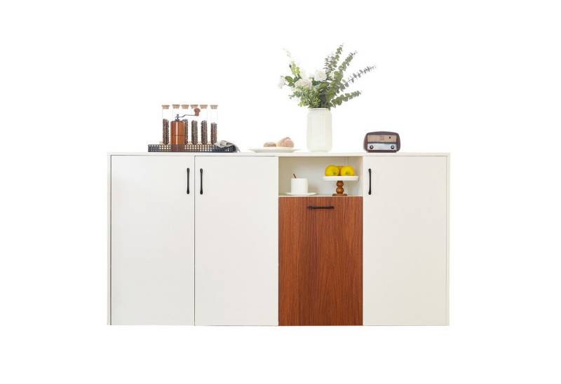 EXTSUD Sideboard Sideboard Schrank freistehender Holzschrank Holzschrank Küche, Zuhause Wohnzimmer weiß 160×40×80cm von EXTSUD