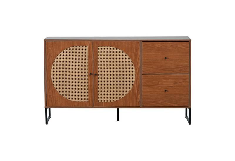 EXTSUD Sideboard Sideboard mit 2 Rattan verzierten Türen und 2 Schubladen Kommode, Schubladenschränke, Küchenschränke, Mehrzweckschränke von EXTSUD