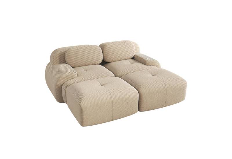 EXTSUD Sofa 2-Sitzer-Sofa aus Cordsamt, modular kombinierbar mit Chaiselongue, rutschfest, ergonomische Armlehnen und hochelastische Polsterung von EXTSUD