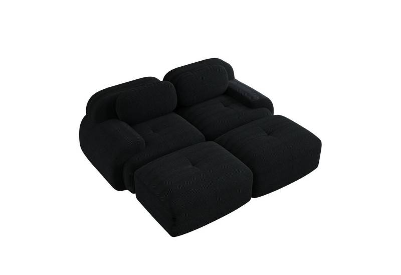 EXTSUD Sofa 2-Sitzer-Sofa aus Cordsamt, modular kombinierbar mit Chaiselongue, rutschfest, ergonomische Armlehnen und hochelastische Polsterung von EXTSUD