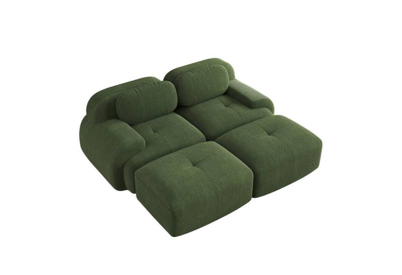 EXTSUD Sofa 2-Sitzer-Sofa aus Cordsamt, modular kombinierbar mit Chaiselongue, rutschfest, ergonomische Armlehnen und hochelastische Polsterung von EXTSUD