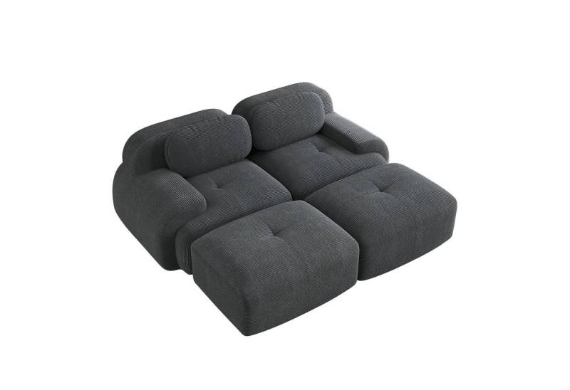 EXTSUD Sofa 2-Sitzer-Sofa aus Cordsamt, modular kombinierbar mit Chaiselongue, rutschfest, ergonomische Armlehnen und hochelastische Polsterung von EXTSUD