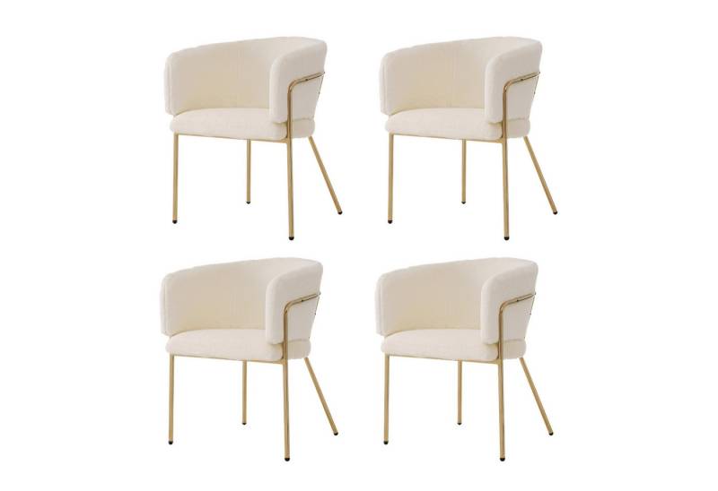 EXTSUD Stuhl Freizeitstuhl, einzeln,Ankleide Stuhl, Wohnzimmer und Schlafzimmer (Kaninchendaunenimitat, 4 St), leichter Luxus, Esszimmerstuhl, mit vier Stützbeinen aus Metall von EXTSUD