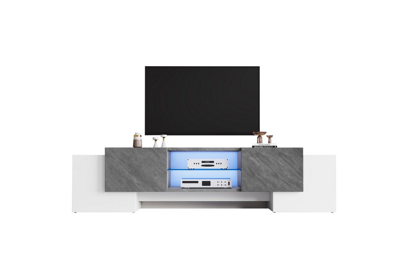 EXTSUD TV-Schrank 180 * 40 * 46.5cm einfacher weißer und grauer TV-Schrank, Lowboard TV Schrank geeignet für 60/65/70-Zoll-Fernsehern von EXTSUD