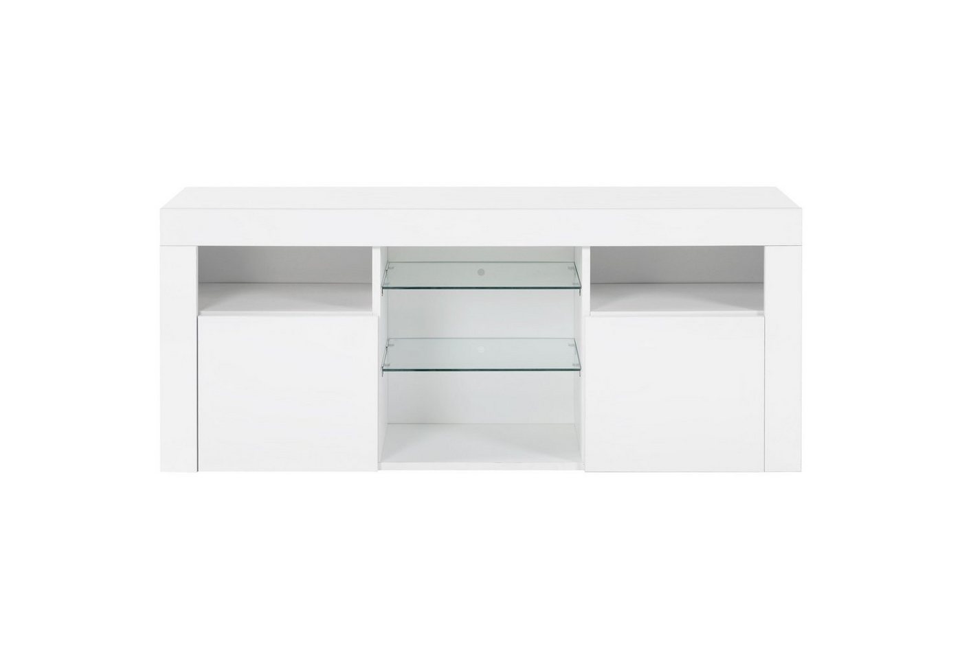 EXTSUD TV-Schrank LED-TV-Schrank mit 2 Schränken und 5 offenen Regalen Einstellbares LED-System, Kabelführungslöcher, UV-Karton von EXTSUD