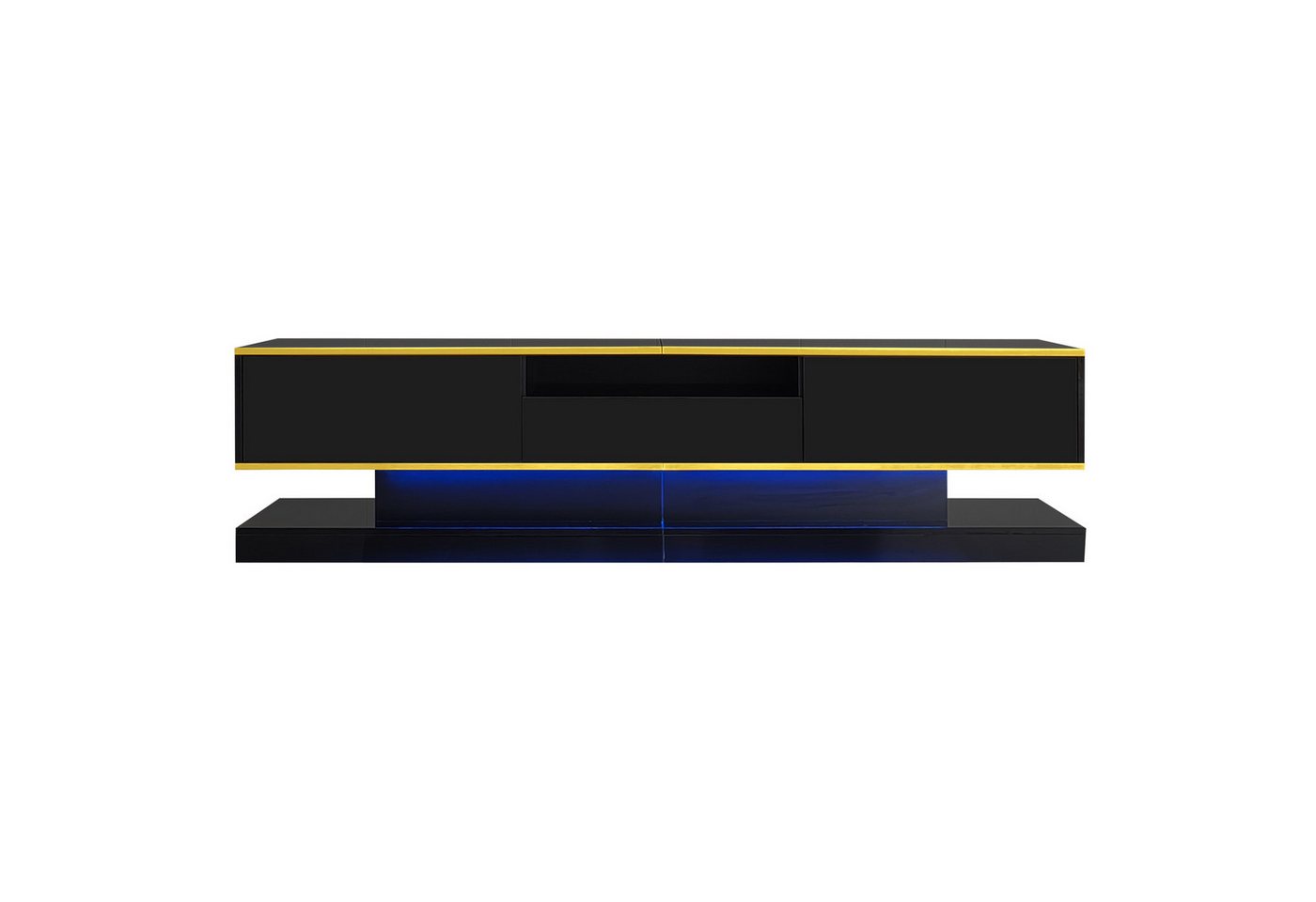 EXTSUD TV-Schrank TV-Schrank mit drei Schubladen und einem offenen Fach - Hochglanz mit farbwechselnden LED-Leuchten, 180*38*45cm von EXTSUD