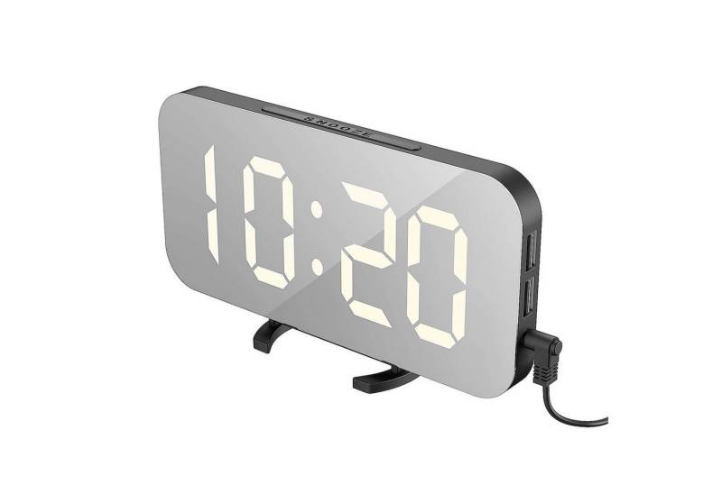 EXTSUD Wecker Digitaler Wecker LED Spiegel Wecker Digital Helligkeit Dimmbar Alarm Wecker Tischuhr Reiseweker Groß Bildschirm von EXTSUD