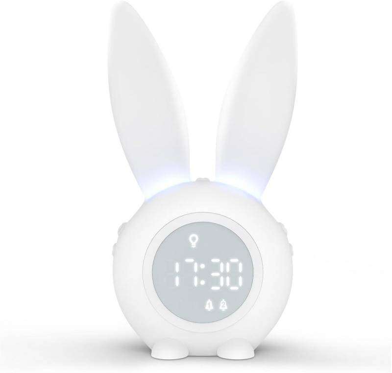 EXTSUD LED Nachtlicht Kinder Lichtwecker Cute Rabbit Kinderwecker, Creative Nachttischlampe Snooze-Funktion zeitgesteuertes Nachtlicht von EXTSUD