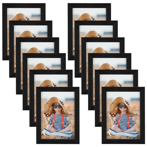 EXYGLO 12er Set Bilderrahmen 13x18 cm, Schwarz Fotorahmen Collage für 18x13 cm Fotos und Bilder, Modern Rahmen Leicht und Dünn - Wand- oder Tischaufsteller von EXYGLO