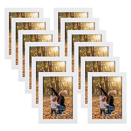 EXYGLO 12er Set Bilderrahmen 13x18 cm, Weiße Fotorahmen Collage für 18x13 cm Fotos und Bilder, Modern Rahmen Leicht und Dünn - Wand- oder Tischaufsteller von EXYGLO