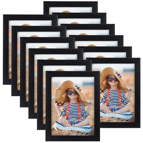 EXYGLO 12er Set Bilderrahmen 15x20 cm, Schwarz Fotorahmen Collage für 20x15 cm Fotos und Bilder, Modern Rahmen Leicht und Dünn - Wand- oder Tischaufsteller von EXYGLO