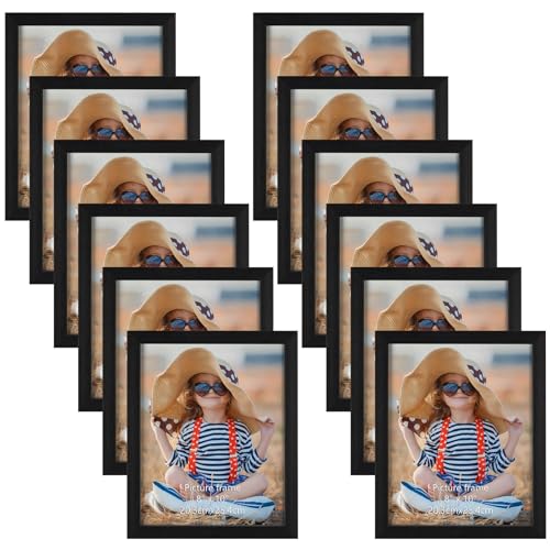 EXYGLO 12er Set Bilderrahmen 20x25 cm, Schwarz Fotorahmen Collage für 25x20 cm Fotos und Bilder, Modern Rahmen Leicht und Dünn - Wand- oder Tischaufsteller von EXYGLO