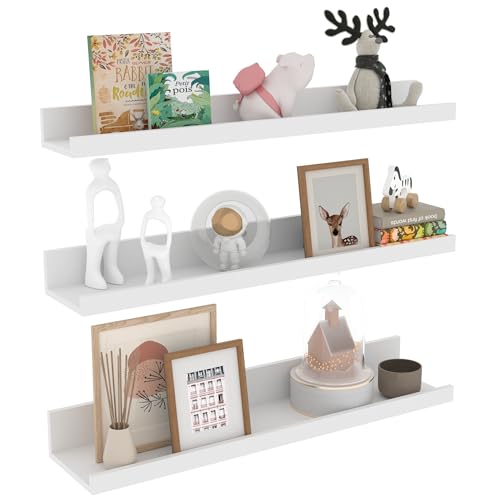EXYGLO 60cm Lang Wandregal Weiß, Schweberegal Bilderleiste für Wohnzimmer, Küche, Kinderzimmer, Arbeitszimmer oder Schlafzimmer, 3 Stück mit Verschiedenen Größen EXYGLO 60cm Lang Wandregal Weiß, Schweberegal Bilderleiste für Wohnzimmer, Küche, Kinderzimmer, Arbeitszimmer oder Schlafzimmer, 3 Stück mit Verschiedenen Größen von EXYGLO