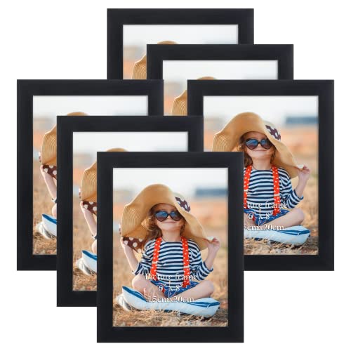 EXYGLO 6er Set Bilderrahmen 15x20 cm, Schwarz Fotorahmen Collage für 20x15 cm Fotos und Bilder, Dunkler Rahmen Leicht und Dünn - Wand- oder Tischaufsteller von EXYGLO