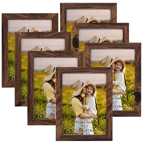 EXYGLO 7er Set Bilderrahmen 13x18 cm, Braune Fotorahmen Collage für 18x13 cm Fotos und Bilder, Dunkler Rahmen Leicht und Dünn - Wand- oder Tischaufsteller von EXYGLO