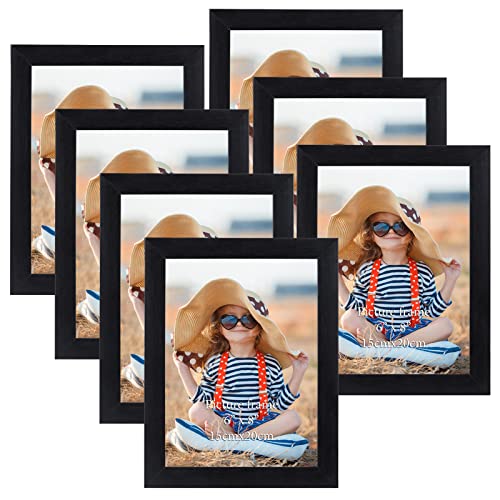 EXYGLO 7er Set Bilderrahmen 15x20 cm, Schwarz Fotorahmen Collage für 20x15 cm Fotos und Bilder, Dunkler Rahmen Leicht und Dünn - Wand- oder Tischaufsteller von EXYGLO