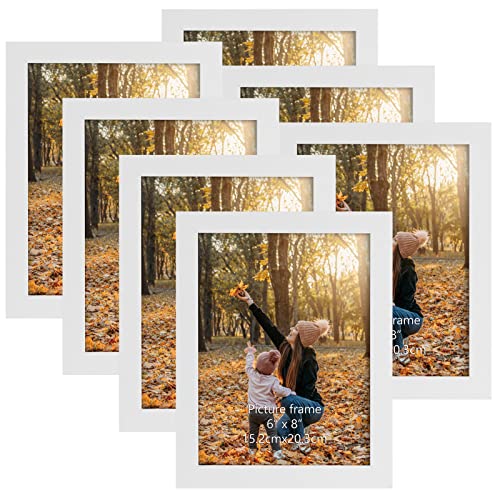 EXYGLO 7er Set Bilderrahmen 15x20 cm, Weiß Fotorahmen Collage für 20x15 cm Fotos und Bilder, Modern Rahmen Leicht und Dünn - Wand- oder Tischaufsteller von EXYGLO