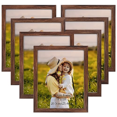 EXYGLO 7er Set Bilderrahmen 20x25 cm, Braune Fotorahmen Collage für 25x20 cm Fotos und Bilder, Dunkler Rahmen Leicht und Dünn - Wand- oder Tischaufsteller von EXYGLO