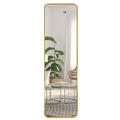 EXYGLO Wandspiegel mit Golden Metallrahmen, 35x120cm Hängespiegel Spiegel, HD Ganzkörperspiegel für Flur, Tür, Wohn-, Schlaf- und Ankleidezimmer von EXYGLO