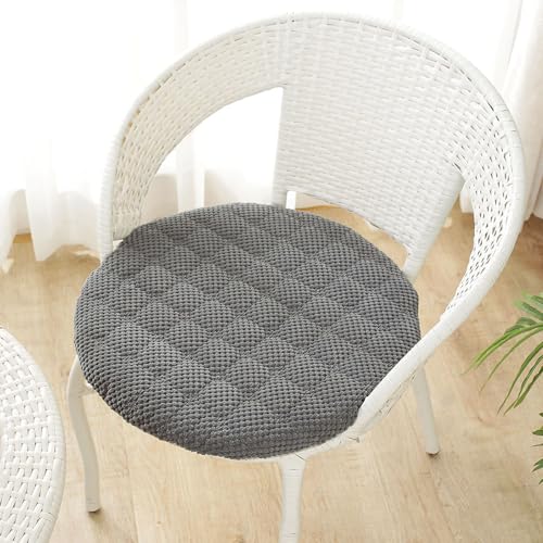 EXZFW Sitzkissen Rund 6er 4er 2er Set, Sitzkissen Stuhl Rund, Waschbar Runde sitzkissen rutschfest, Cordstoff Sitzpolster Stuhlauflage Für Küche Esszimmer Garten,Dark Gray,4er Set 40cm von EXZFW