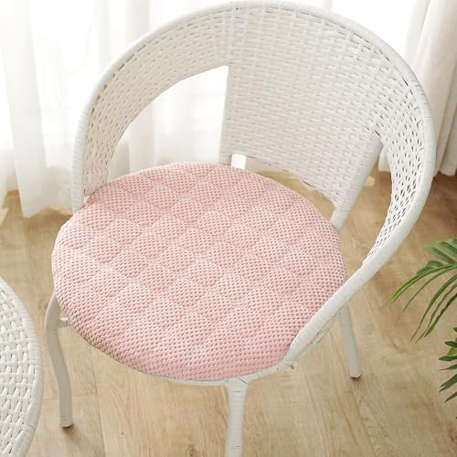 EXZFW Sitzkissen Rund 6er 4er 2er Set, Sitzkissen Stuhl Rund, Waschbar Runde sitzkissen rutschfest, Cordstoff Sitzpolster Stuhlauflage Für Küche Esszimmer Garten,Rosa,4er Set 35cm von EXZFW