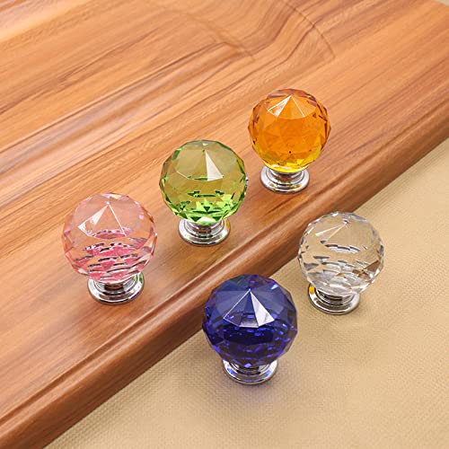 EYCFSJ Kristall Türknauf 5Pcs Kristallgriff 40Mm Facettierte Kugel Einzelloch Sphärische Schubladengriff Kleiderschrank Schrankgriff Mischfarbe von EYCFSJ
