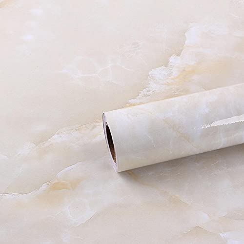 EYCFSJ Möbelfolie Klebefolie Beige Marmorierte Wasserdichte Und Ölbeständige Aufkleber Schrank Desktop Home Renovierung Verdicktes Selbstklebendes Papier 60Cmx5M von EYCFSJ