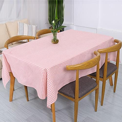 EYCFSJ Quasten-Tischdecken 1 Stück Rosa Feinkarierte Tischdecke Schreibtischdecke Baumwolle Leinen Karierte Tischdecke 90X150Cm von EYCFSJ