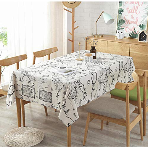 EYCFSJ Tischdecke Outdoor 1Pcs Weltkarte Gedruckt Baumwolle Leinen Tischdecke Hotel Dekoration Tischdecke Tee Tischdecke Abdeckung Handtuch 140X160Cm von EYCFSJ