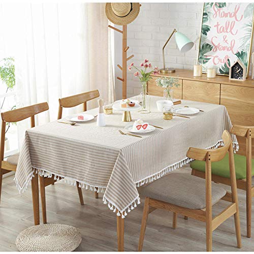 EYCFSJ Waschbare Tischdecke 1Pcs Einfache Beige Gestreifte Tischdecke Gestreifte Quaste Tischdecke Weihnachten Dekorationsstoff 100X140Cm EYCFSJ Waschbare Tischdecke 1Pcs Einfache Beige Gestreifte Tischdecke Gestreifte Quaste Tischdecke Weihnachten Dekorationsstoff 100X140Cm von EYCFSJ