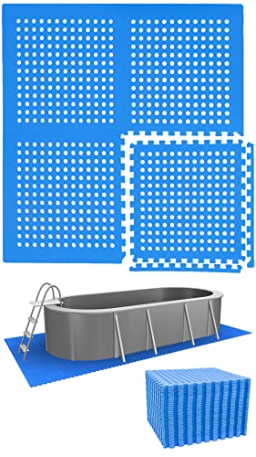 EYEPOWER 13,9 m² Poolunterlage - 40 Eva Matten 62x62 - Outdoor Pool Unterlage - Unterlegmatten Set von EYEPOWER