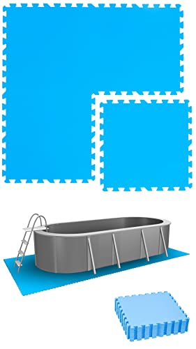 EYEPOWER 2,8m² Poolunterlage aus 12 großen Matten - 50 x 50 x 1cm Dicke Poolmatte - Pool Unterlage Outdoor Matte Poolunterlage 1cm Platten für Pool Boden Poolmatte Poolmatten Schutzboden 50x50 von EYEPOWER