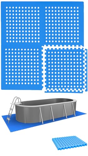 EYEPOWER 4 Große Matten: 1m² Poolunterlage 50x50 Antirutschmatte Boden Poolmatte - Pool Unterlage Outdoor Matte Poolunterlage Matten - Platten für Pool Schutzmatte unter Pool Bodenmatte Pool Outdoor von EYEPOWER