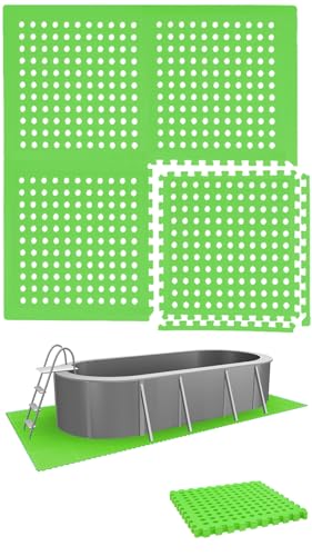 EYEPOWER 4 Große Matten: 1m² Poolunterlage 50x50 Antirutschmatte Boden Poolmatte - Pool Unterlage Outdoor Matte Poolunterlage Matten - Platten für Pool Schutzmatte unter Pool Bodenmatte Pool Outdoor von EYEPOWER