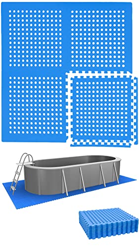 EYEPOWER 5,6 m² Poolunterlage - 16 Eva Matten 62x62 - Outdoor Pool Unterlage - Unterlegmatten Set von EYEPOWER