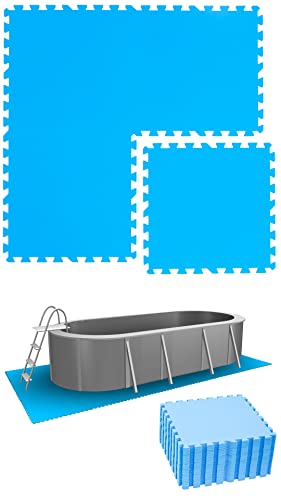 EYEPOWER 5,6m² Poolunterlage aus 24 großen Matten - 50 x 50 x 1cm Dicke Poolmatte - Pool Unterlage Outdoor Matte Poolunterlage 1cm Platten für Pool Boden Poolmatte Poolmatten Schutzboden 50x50 von EYEPOWER