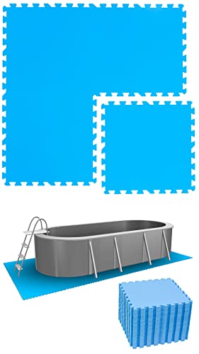 EYEPOWER 8,4m² Poolunterlage aus 36 großen Matten - 50 x 50 x 1cm Dicke Poolmatte - Pool Unterlage Outdoor Matte Poolunterlage 1cm Platten für Pool Boden Poolmatte Poolmatten Schutzboden 50x50 von EYEPOWER