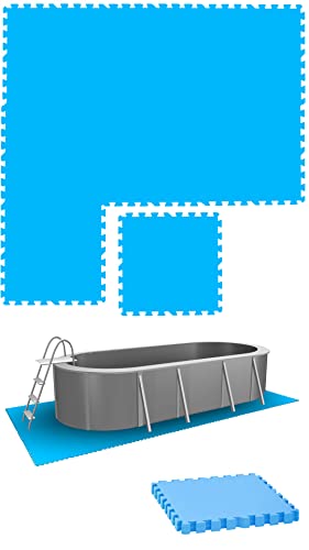 eyepower 8 Große Matten: 1,9m² Poolunterlage 50x50 Antirutschmatte Boden Poolmatte - Pool Unterlage Outdoor Matte Poolunterlage Matten - Platten für Pool Schutzmatte unter Pool Bodenmatte Pool Outdoor von EYEPOWER