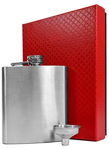 EYEPOWER Flachmann-Set Geschenkbox Edelstahl 210ml Trichter Taschenflasche in Geschenkbox Silber von EYEPOWER